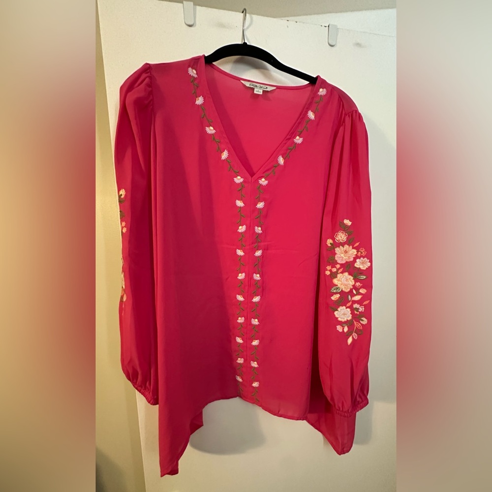 The Pioneer Woman Vibrant Pink Floral Blouse